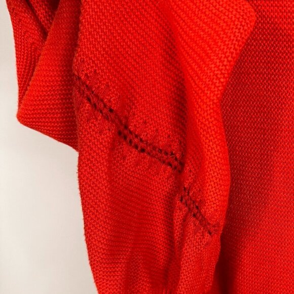 Loft Red Texured Weave Whipstiched Long Sleeve Cotton Sweater - Size Large - Picture 5 of 6